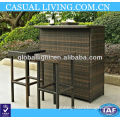 Outdoor Patio Furniture 3 Peice Wicker Bar + Stool Entertain Grill + Pool Side